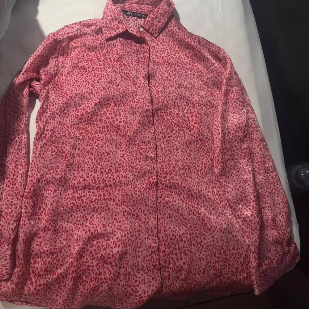 Zara Pink Leopard Print Shirt